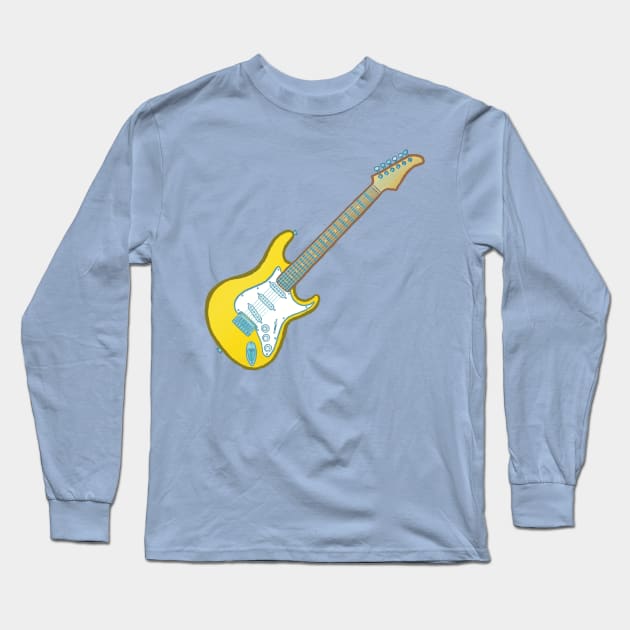 Yellow electric guitar Long Sleeve T-Shirt by ElectronicCloud